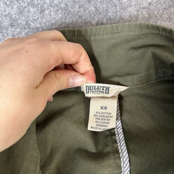 Duluth Trading Jacket Mens XS Army Green Full Zip Up Cargo Utility Coat Cotton - Picture 7 of 8